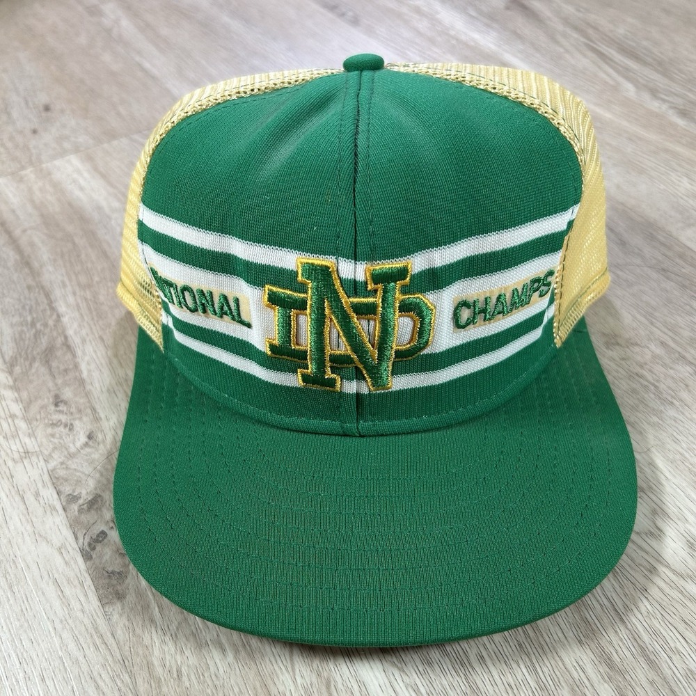 VTG Notre Dame Fighting Irish Snapback Hat College Green Trucker Cap Made in USA
